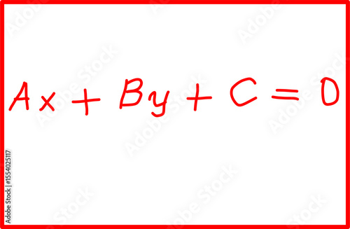 mathematical formula of line equation in implicit form. analytical geometry of line equation