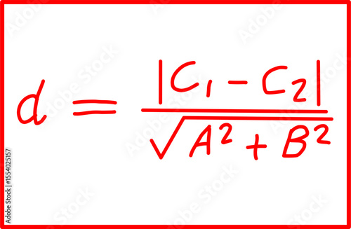 mathematical formula for the distance between two parallel lines. analytic geometry equation of a line