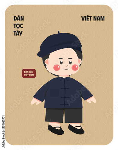 Vietnam Tay male character wearing cultural outfit flat design