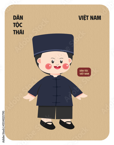 Vietnam Thai male character wearing cultural outfit flat design