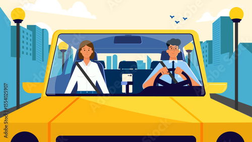 Taxi driver front view face vector illustration