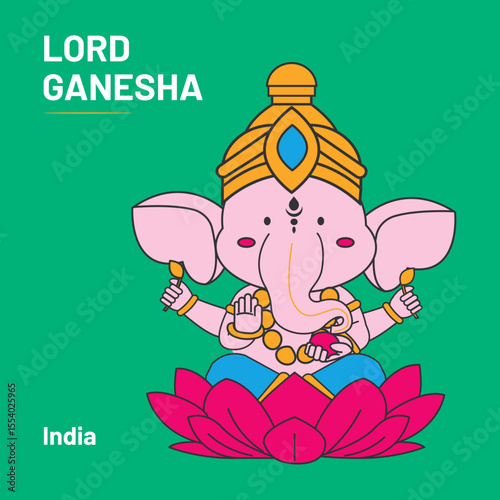 Lord Ganesha traditional Indian spiritual symbol illustration