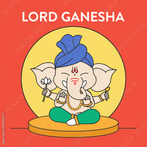Lord Ganesha elephant god of wisdom vector illustration