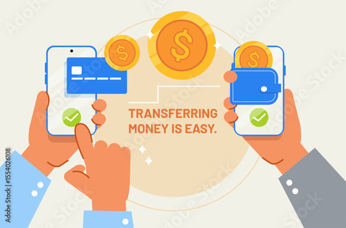Transferring money made easy with digital banking vector illustration