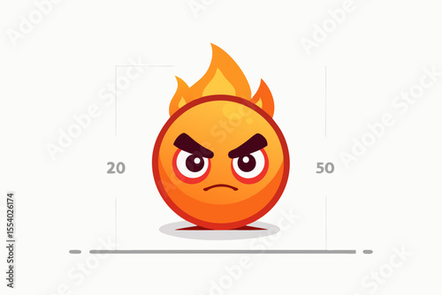 angry emoji with furrowed brows flame icon