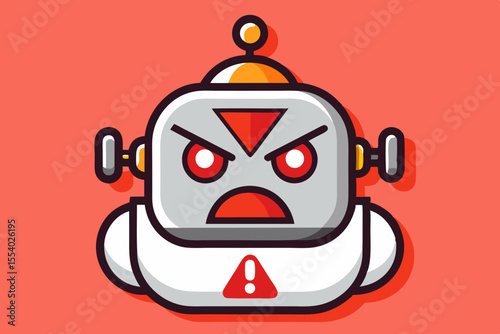 angry robot emoji with red warning icon