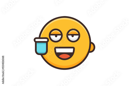emoji coffee cup clean line face icon