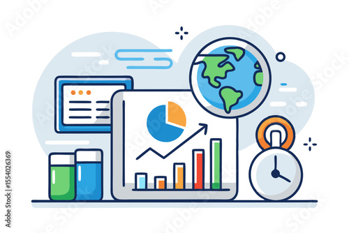 climate data chart globe report icon