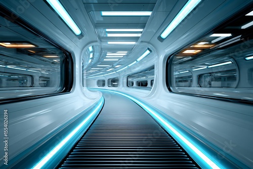 Futuristic Transportation Corridor High-Tech Environment Digital Artwork Modern Design