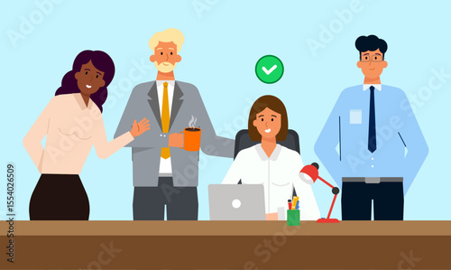 Teamwork and colleagues exchanging tasks vector illustration