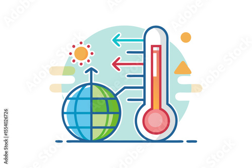 warming trend thermometer global line climate icon