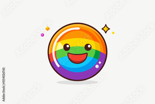 rainbow chrome emoji happy sparkly glowing face