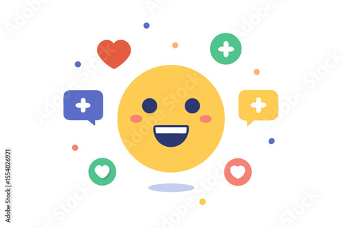 minimal face floating likes mini hearts