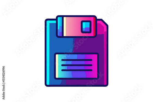 neon floppy disk glossy blue edge