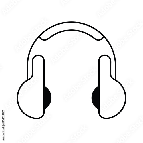 Creative audio headphones artfully shaped into a musical eighth note symbol on a clean white background