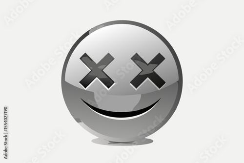 reflective emoji crossed eyes glitch effect