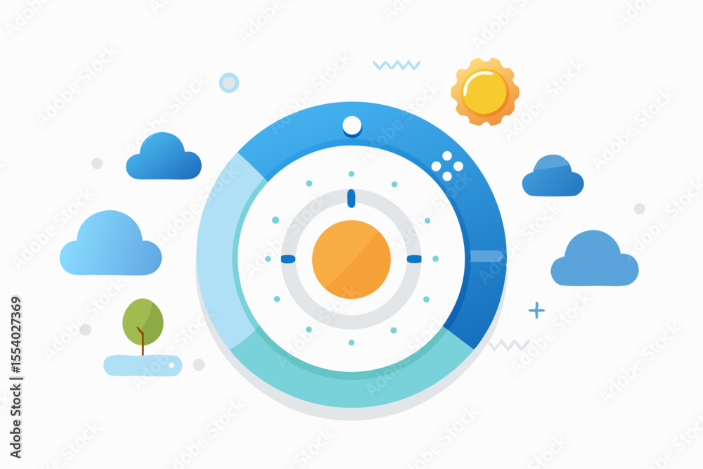 smart climate control dial animated sun clouds