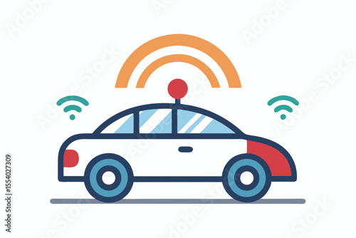 self driving car icon radar waves AI