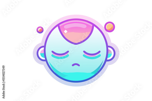 sleepy hologram face soft neon eyelids