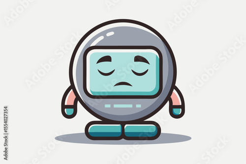 sleepy robotic emoji half closed lcd eyes