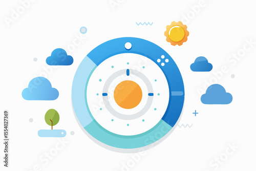smart climate control dial animated sun clouds
