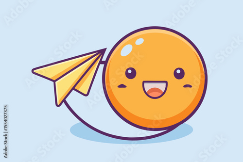 small circular emoji holding paper plane