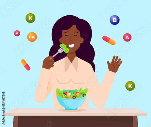 Clean eating and nutritious food for wellness flat design