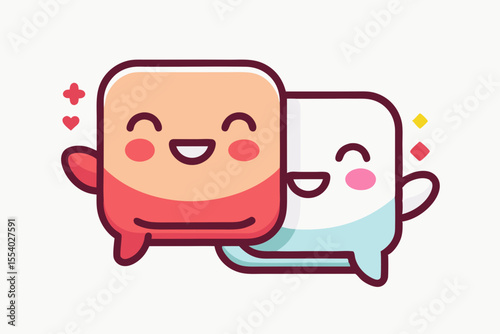 two message icons hugging happy blue  