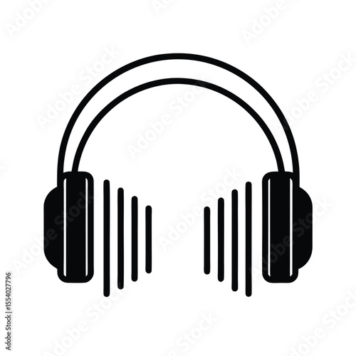 Stylized silhouette of headphones against a vibrant background with dynamic equalizer bars perfect for music or audio themes