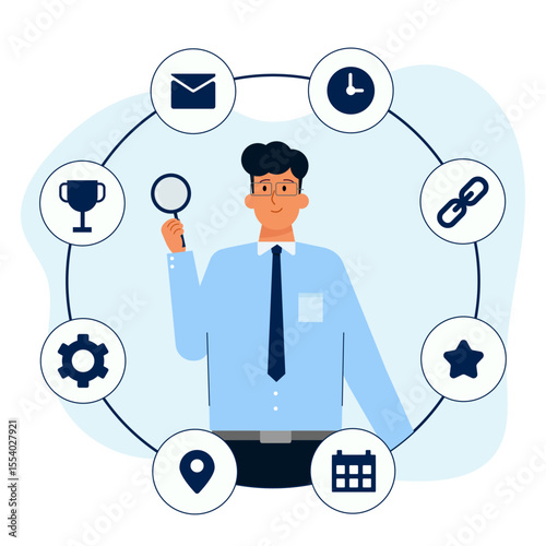 Work performance optimization and productivity improvement vector illustration