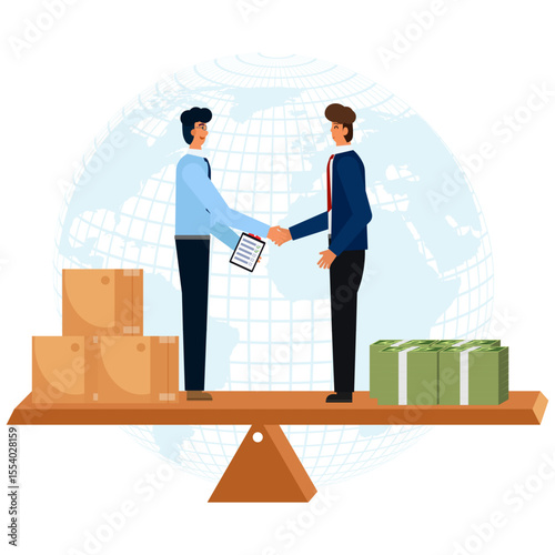 Balanced cooperation in international trade vector illustration photo