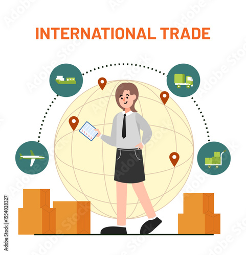 International trade and global business exchange vector illustration