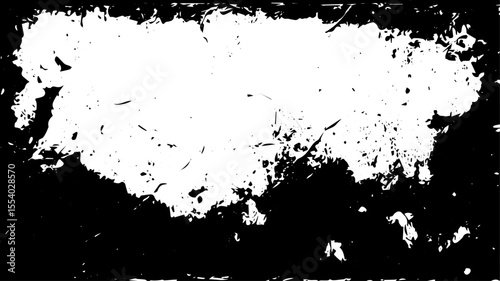 Grunge Splatter Texture, Black and White Horizontal Distressed Background for Urban Design