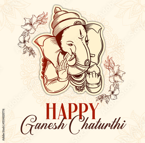 
Ganesh Chaturthi festival celebration in India vector illustration