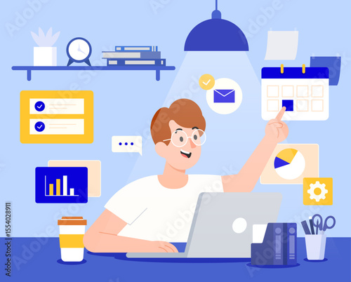 Time management and planning for productivity vector illustration

