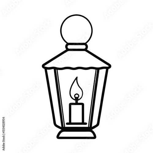 Charming vector illustration of a glowing candle nestled inside a frosted lantern beautifully decorated with snow set against a clean white background for festive holiday designs