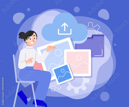  storage and file sharing technology flat design