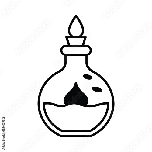 Mystical glowing candle inside an ornate potion bottle with a magical aura set against a clean white background for design