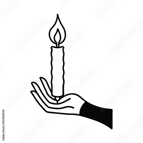Mysterious candle held by a skeletal hand on a clean white background evoking themes of halloween gothic and the supernatural