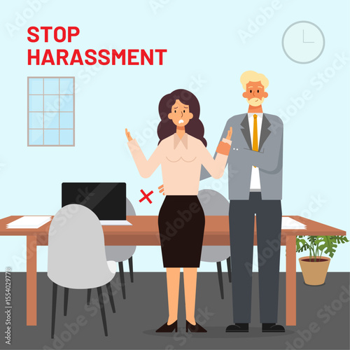 Stop harassment in the workplace vector illustration