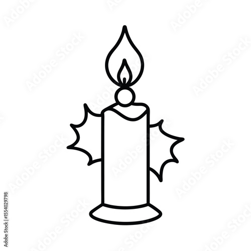 Festive christmas candle adorned with a lush green mistletoe base presented on a clean white background for holiday design projects
