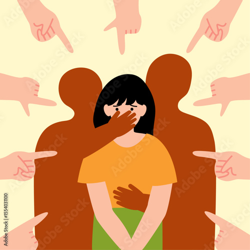 Office sexual harassment and discrimination against woman illustration