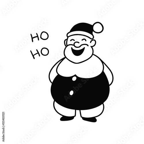 Jolly santa claus with a big belly laughing ho ho ho on a clean white background