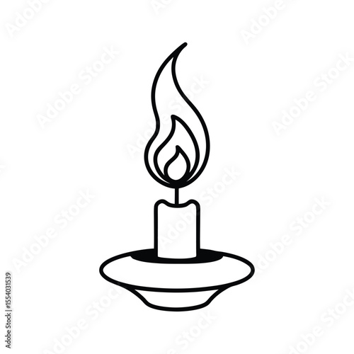 Enchanting floating candle with a vibrant glowing magical flame casting a warm light on a clean white background perfect for mystical or celebratory themes