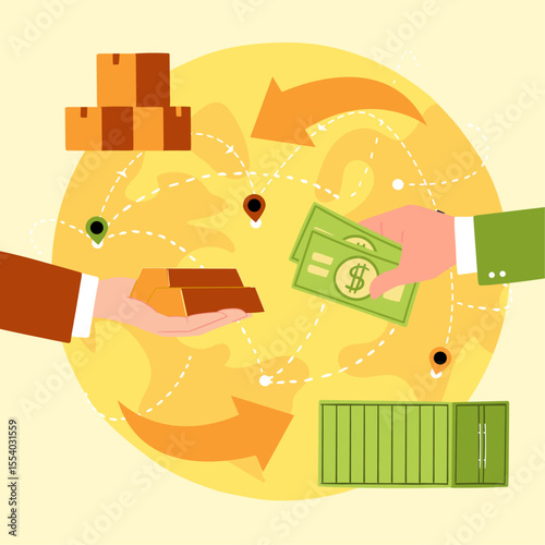 Global B2B commerce between private companies flat design