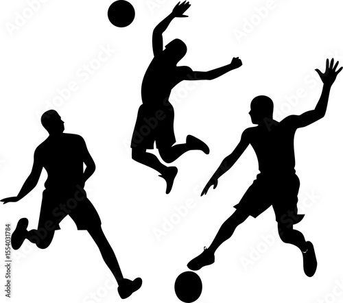 Silhouettes of Basketball Players in Action – Dribbling, Dunking, Shooting and Jumping Vector Set