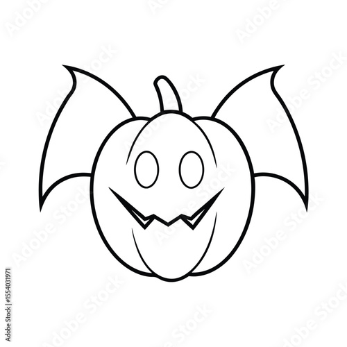 Spooky vampire pumpkin with menacing wings designed for halloween celebrations and dark fantasy themes presented on a clean white background