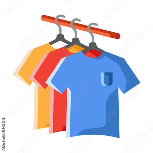 Made in UK Laundry day bliss three tshirts hang on a drying rack vector icon flat style.