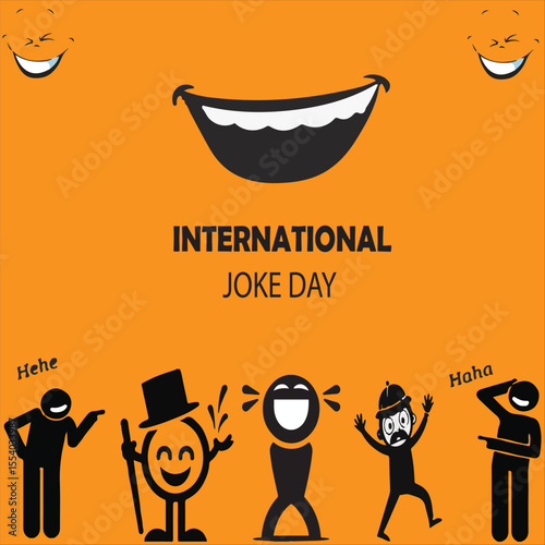 International Joke Day  1 July Vector Illustration. great for greeting card, logo  Concept lettering and Orange background.01