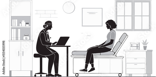 A female doctor consulting a patient in a modern healthcare setting.